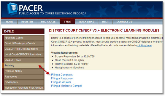 PACER Training Modules