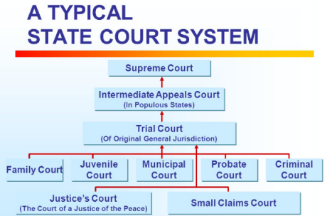 Image of typical state court system similar to textbook example